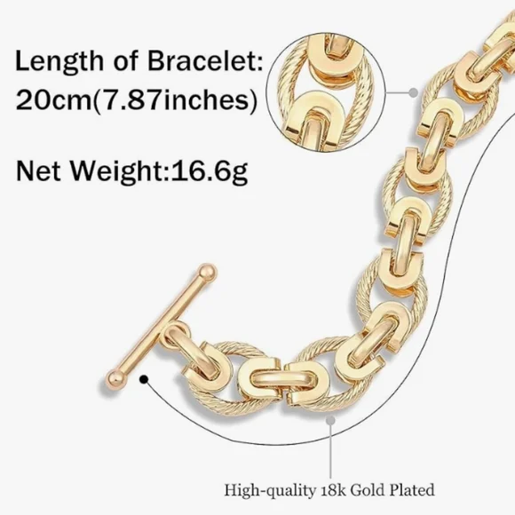 18k Gold Toggle Chain Bracelet NWT - Picture 2 of 3